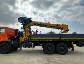 Бортовой КАМАЗ 43118 с КМУ XCMG SQS 200RU-6 + буровая установка, грузовая корзина